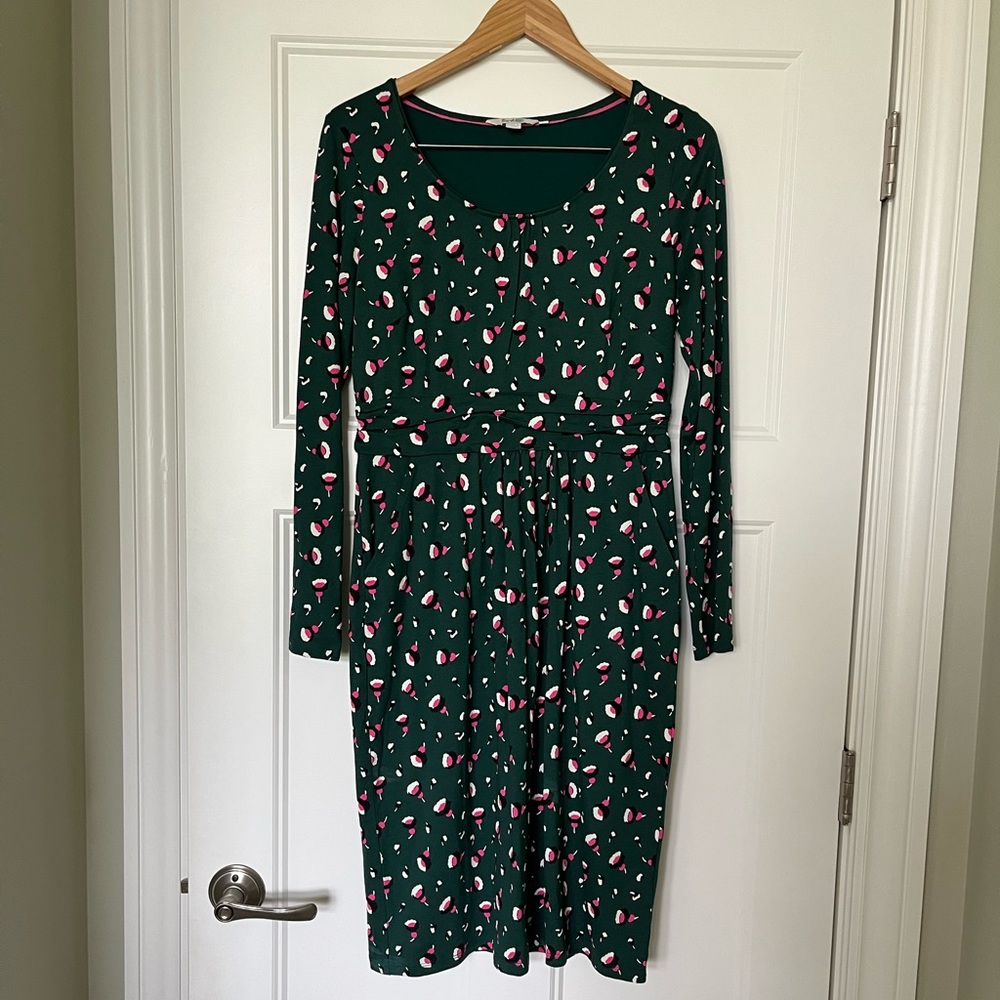Boden NWOT floral long sleeve jersey dress 8L